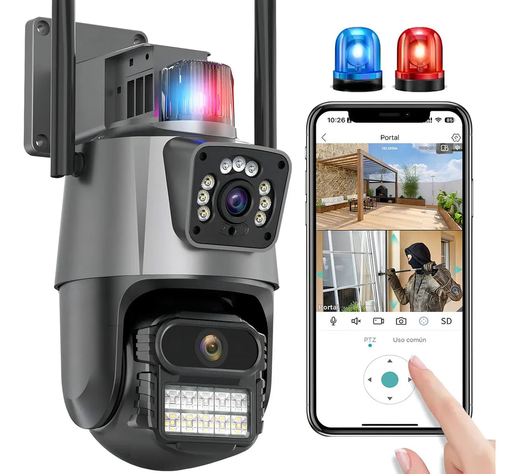 Sistema de Vigilancia Inteligente: Cámara Dual Lens 360° con Alarma de Disuasión Activa