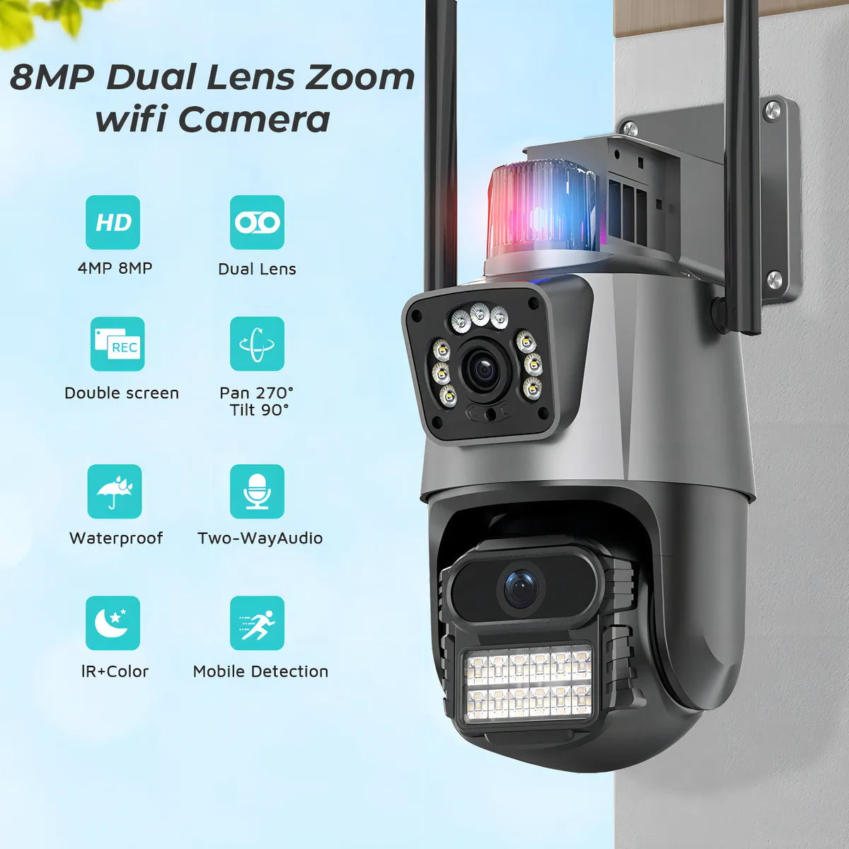 Sistema de Vigilancia Inteligente: Cámara Dual Lens 360° con Alarma de Disuasión Activa