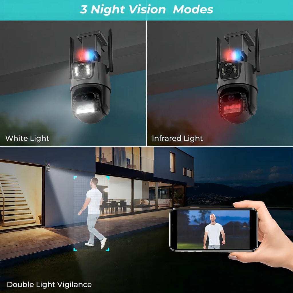 Sistema de Vigilancia Inteligente: Cámara Dual Lens 360° con Alarma de Disuasión Activa