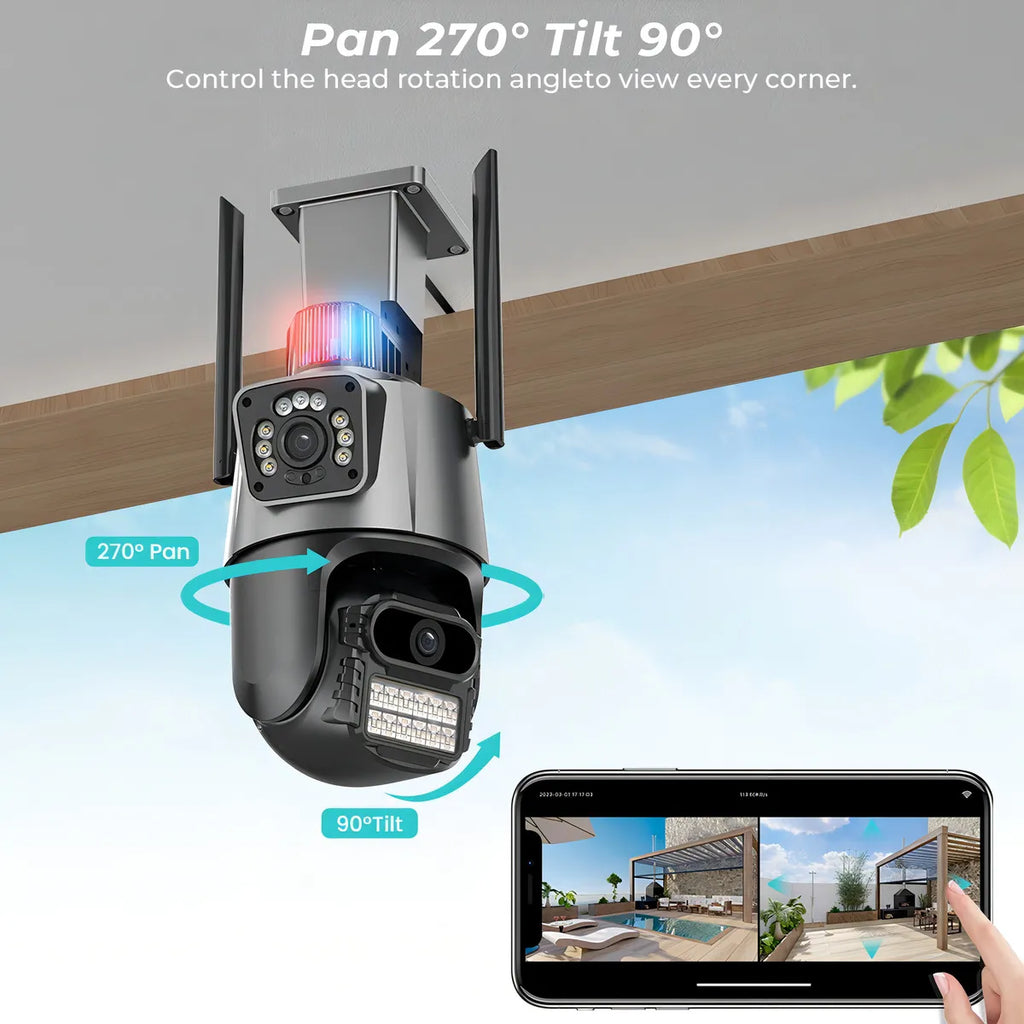 Sistema de Vigilancia Inteligente: Cámara Dual Lens 360° con Alarma de Disuasión Activa