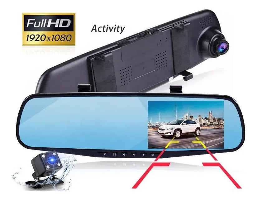 Espejo Retrovisor Doble Cámara Pantalla 4.3'' Full HD para Carro