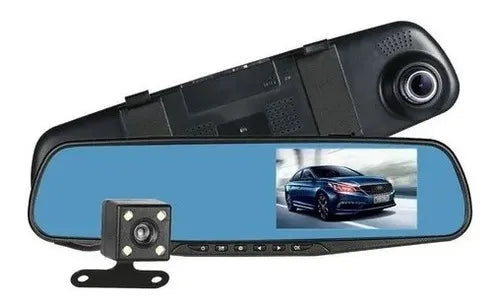 Espejo Retrovisor Doble Cámara Pantalla 4.3'' Full HD para Carro
